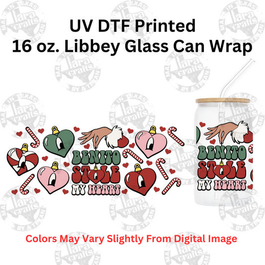 16 oz Libbey Glass Can | Benito Stole Christmas