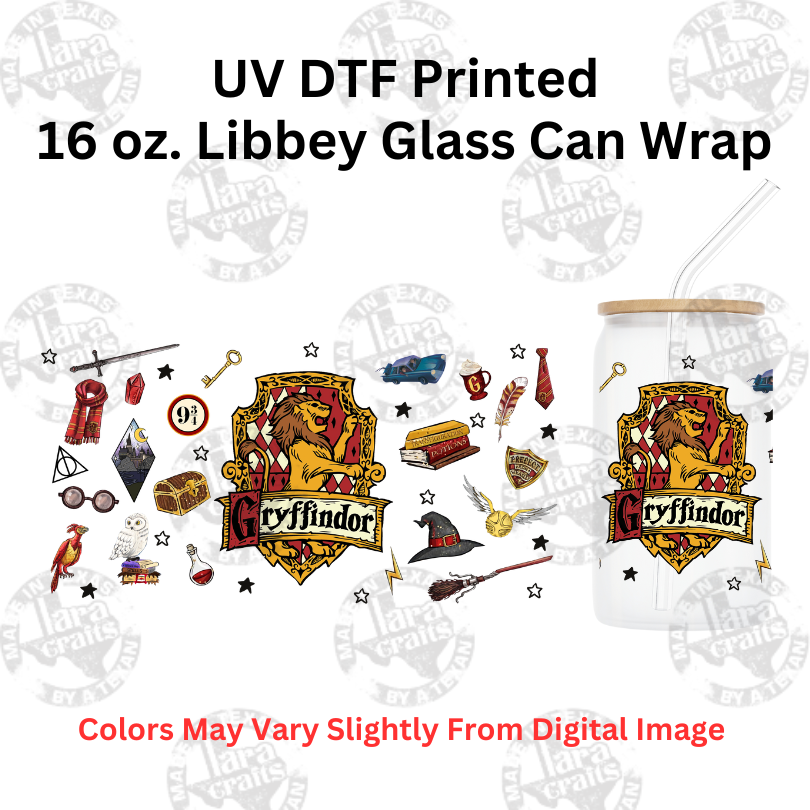 Gryff House  | UV Glass Can Wraps | 16 oz Libbey Glass Can