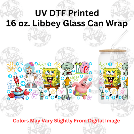 Sea Friends  | UV Glass Can Wraps | 16 oz Libbey Glass Can